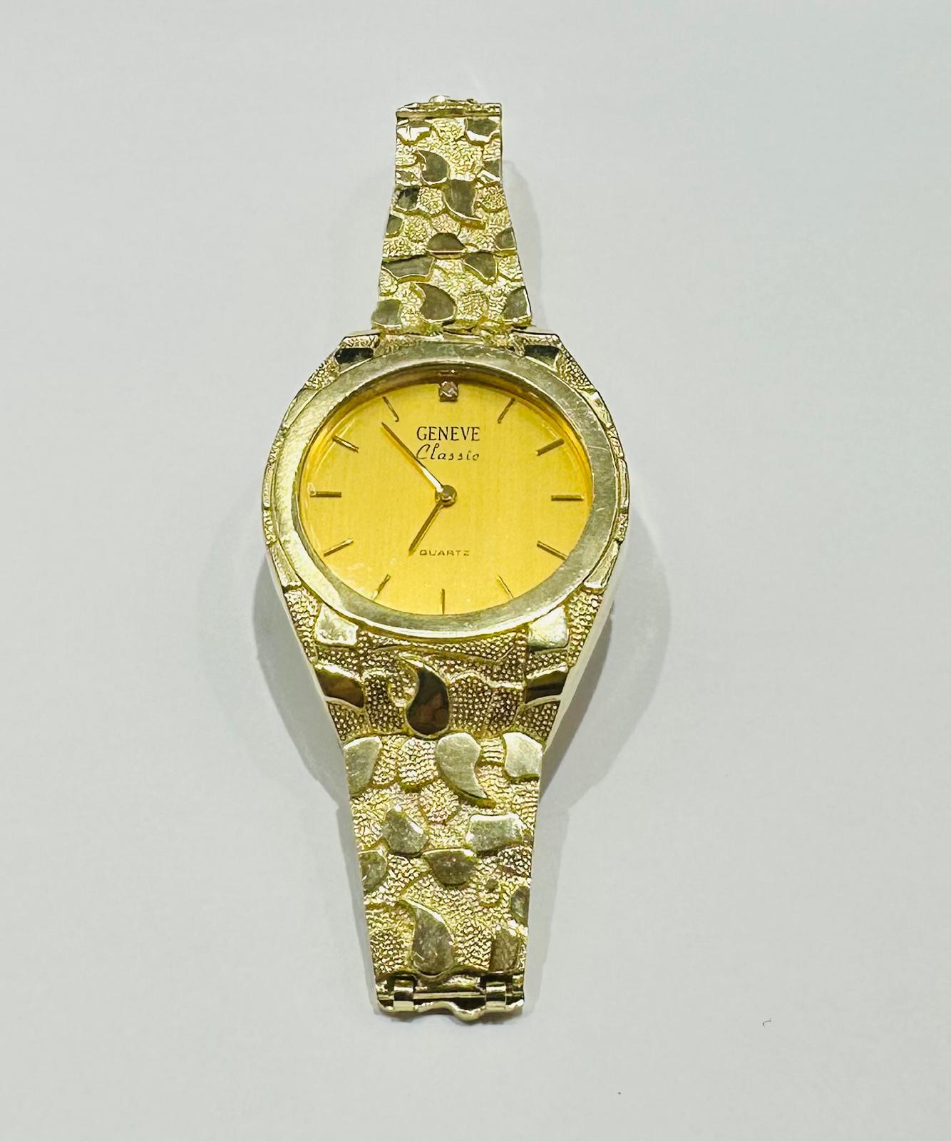 10K GOLD GENEVE CLASSIC GOLD WATCH- WEIGHT: 47.4gm