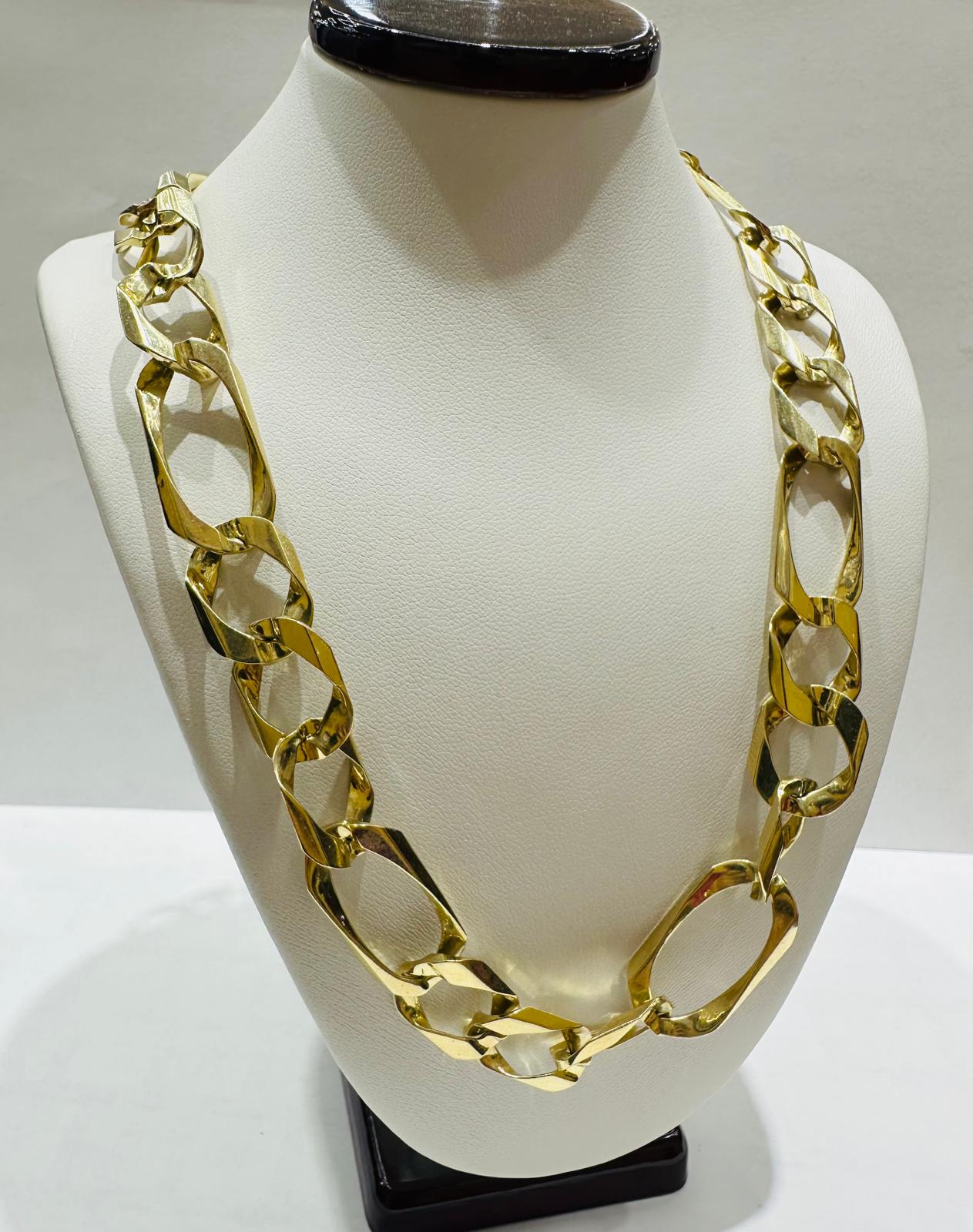 10K GOLD FIGARO LINK CHAIN- 25" - 13.40mm, 69.5gm