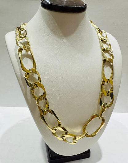 10K GOLD FIGARO LINK CHAIN- 25" - 13.40mm, 69.5gm