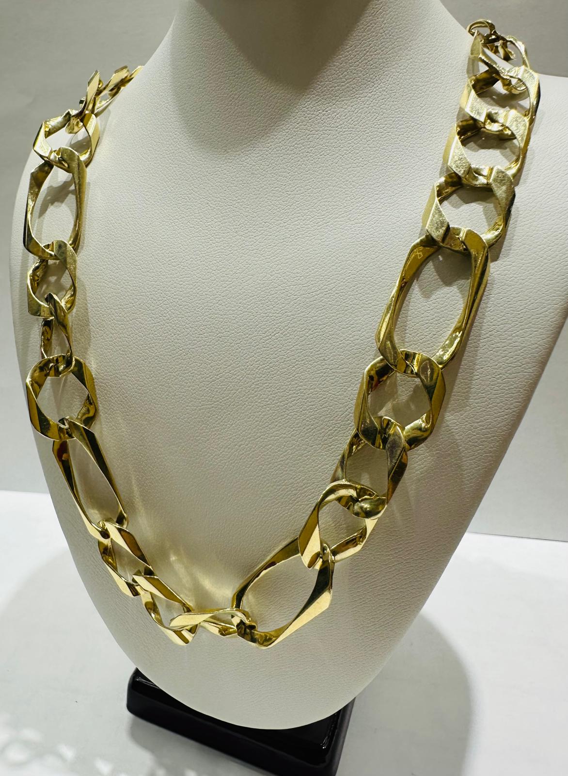 10K GOLD FIGARO LINK CHAIN- 25" - 13.40mm, 69.5gm
