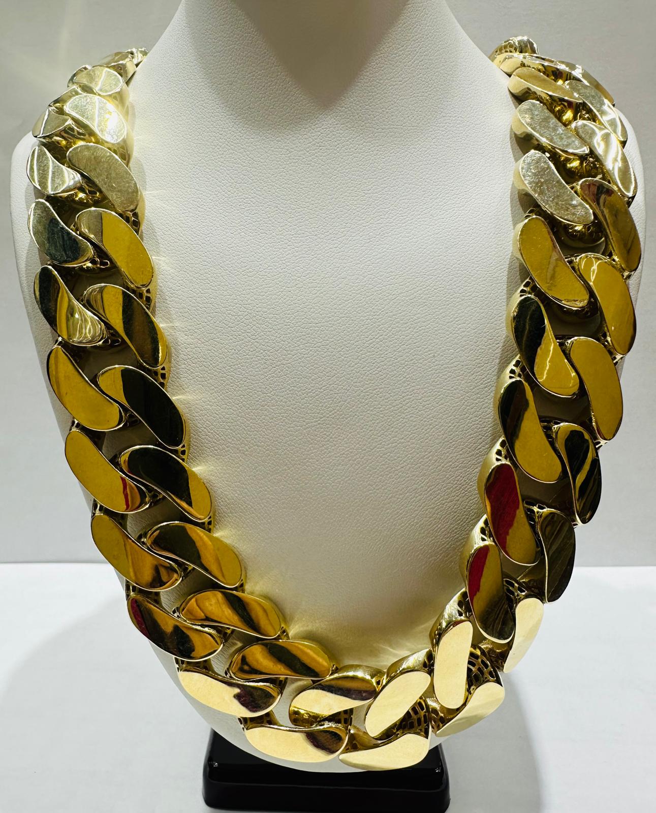 10K GOLD MONACO CUBAN LINK CHAIN- 22" - 21.65mm, 98.9gm