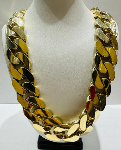 10K GOLD MONACO CUBAN LINK CHAIN- 22" - 21.65mm, 98.9gm