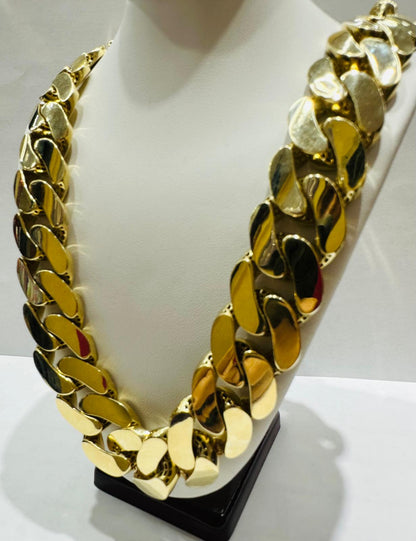 10K GOLD MONACO CUBAN LINK CHAIN- 22" - 21.65mm, 98.9gm