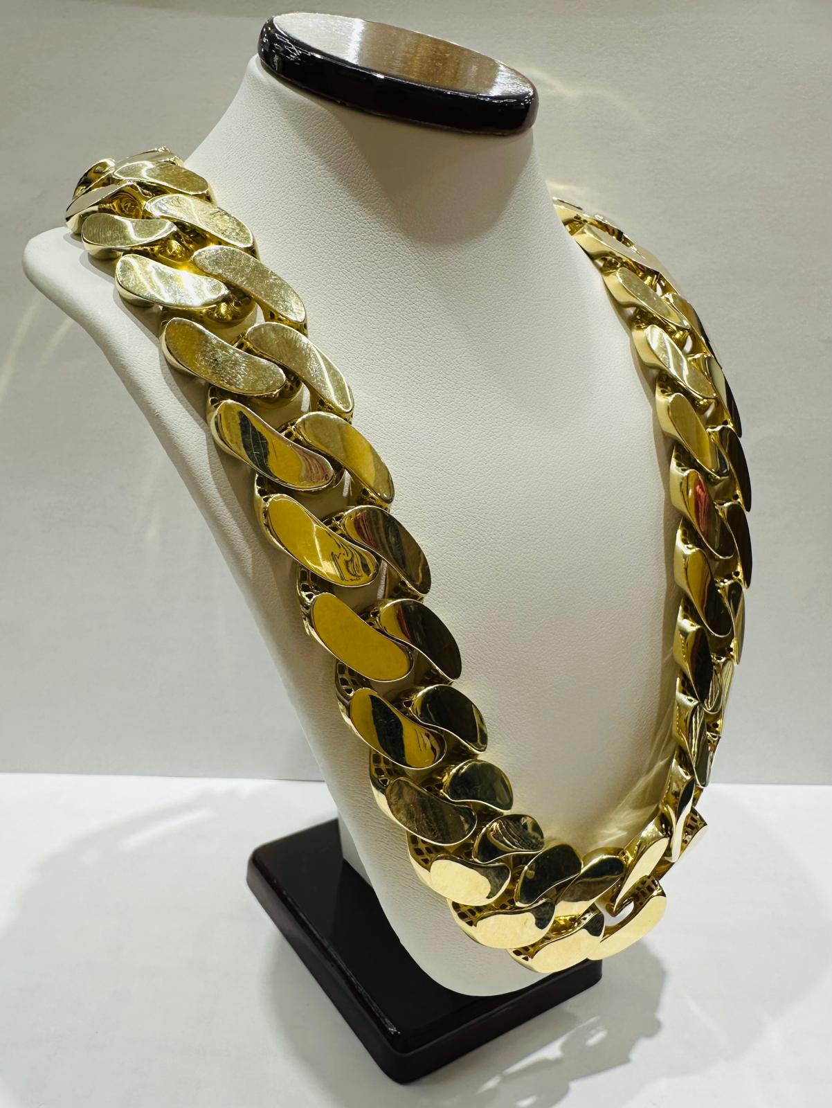 10K GOLD MONACO CUBAN LINK CHAIN- 22" - 21.65mm, 98.9gm