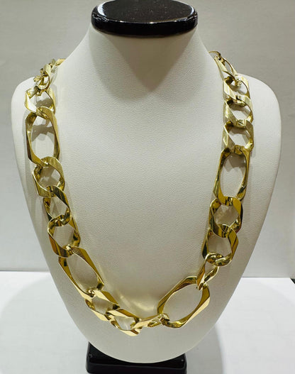 10K GOLD FIGARO LINK CHAIN- 25" - 13.40mm, 69.5gm