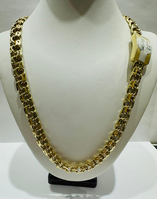 10K GOLD CHINO LINK CHAIN- 22" - 7.50mm, 56.1gm