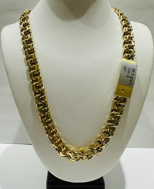 10K GOLD CHINO LINK CHAIN- 24" - 8.70mm, 86.5gm