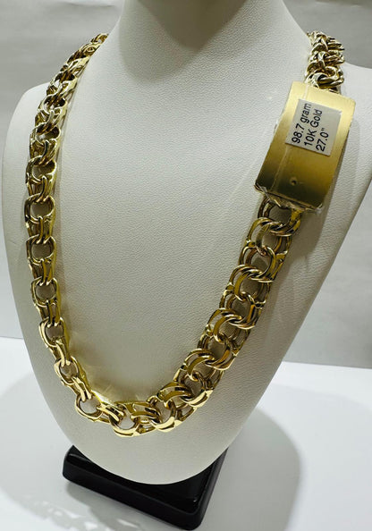 10K GOLD CHINO LINK CHAIN- 27" - 10.70mm, 98.7gm
