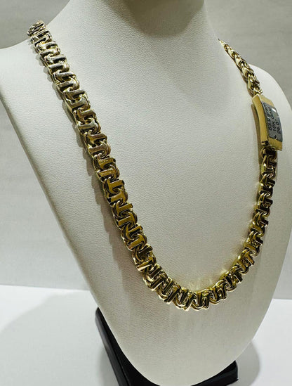10K GOLD T BONE CHINO LINK CHAIN- 25" - 7.25mm, 63.9gm