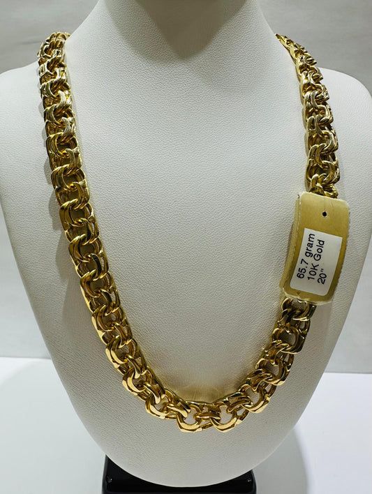 10K GOLD T BONE CHINO LINK CHAIN- 20" - 8.50mm, 65.7gm