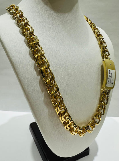 10K GOLD T BONE CHINO LINK CHAIN- 20" - 8.50mm, 65.7gm