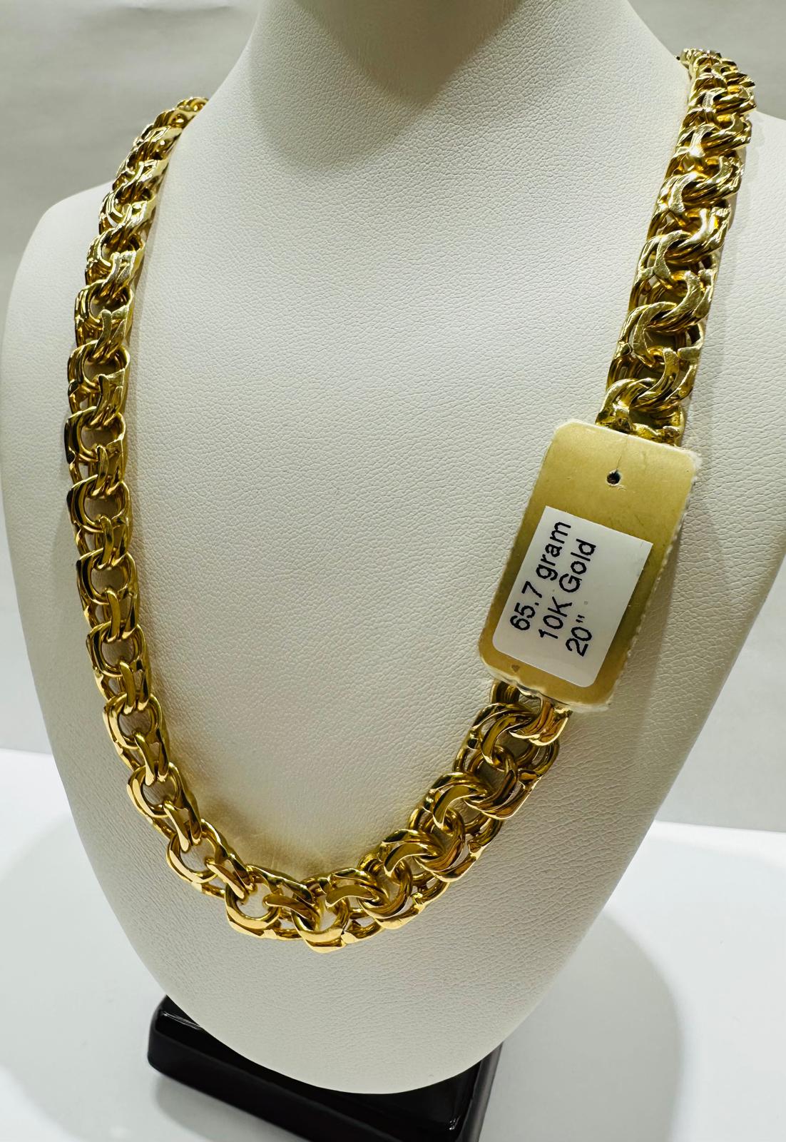 10K GOLD T BONE CHINO LINK CHAIN- 20" - 8.50mm, 65.7gm