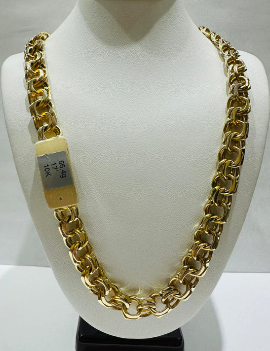 10K GOLD CHINO LINK CHAIN- 17" - 9.80mm, 66.4gm