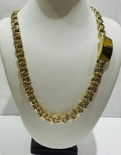 10K GOLD CHINO LINK CHAIN- 22" - 7.65mm, 51.1gm