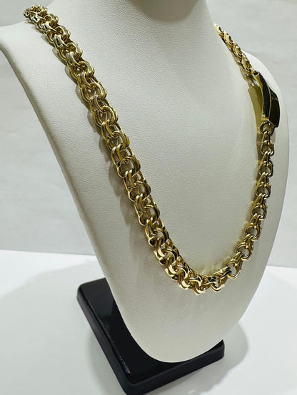 10K GOLD CHINO LINK CHAIN- 22" - 7.65mm, 51.1gm