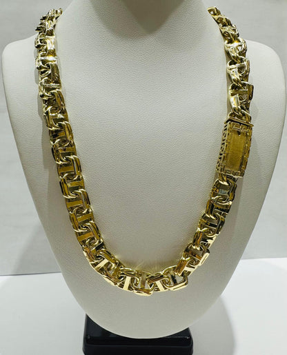 10K GOLD T BONE CHINO LINK CHAIN- 22" - 9.20mm, 91.3gm