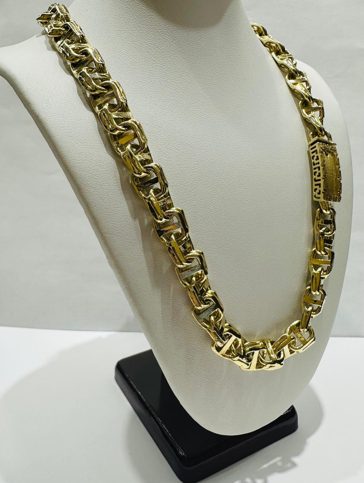 10K GOLD T BONE CHINO LINK CHAIN- 22" - 9.20mm, 91.3gm