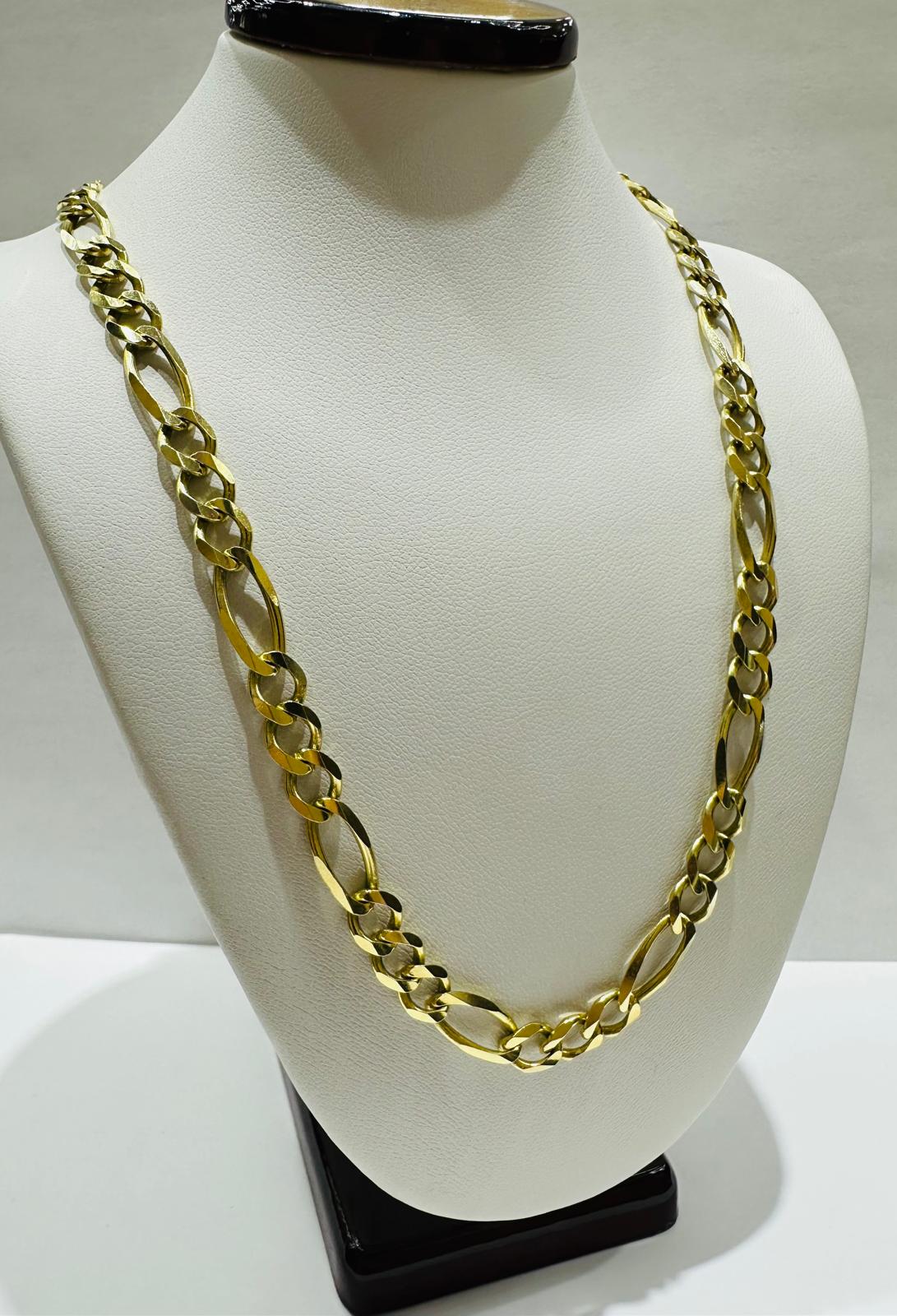 10K GOLD FIGARO LINK CHAIN- 20" - 6.55mm, 24.4gm