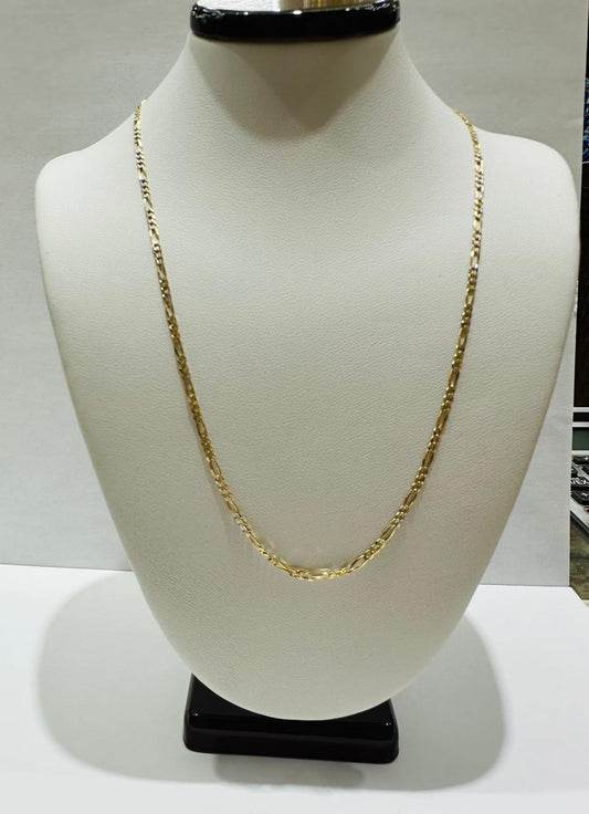 10K GOLD DIAMOND CUT FIGARO LINK CHAIN- 16" - 1.70mm, 2.1gm