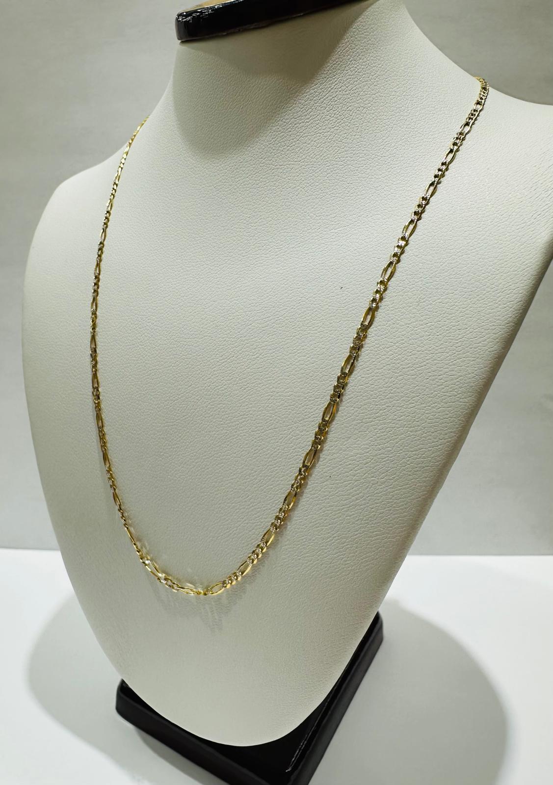 10K GOLD DIAMOND CUT FIGARO LINK CHAIN- 16" - 1.70mm, 2.1gm