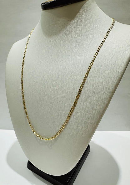 10K GOLD DIAMOND CUT FIGARO LINK CHAIN- 16" - 1.70mm, 2.1gm