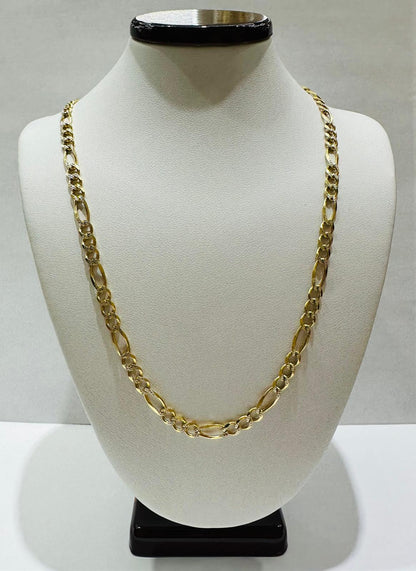 10K GOLD DIAMOND CUT FIGARO LINK CHAIN- 18" - 4.20mm, 9.7gm