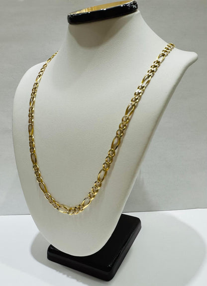 10K GOLD DIAMOND CUT FIGARO LINK CHAIN- 18" - 4.20mm, 9.7gm