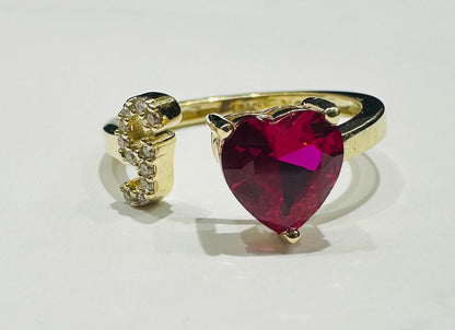 10K GOLD INITIAL LETTER "G" RING WITH CZ STONE