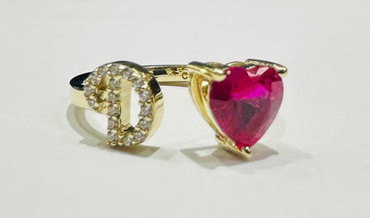 10K GOLD INITIAL LETTER "D" RING WITH CZ STONE