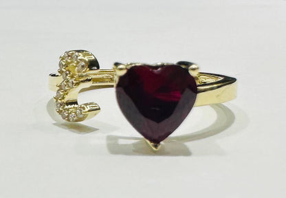 10K GOLD INITIAL LETTER "E" RING WITH CZ STONE