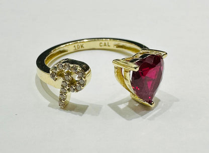 10K GOLD INITIAL LETTER "P" RING WITH CZ STONE