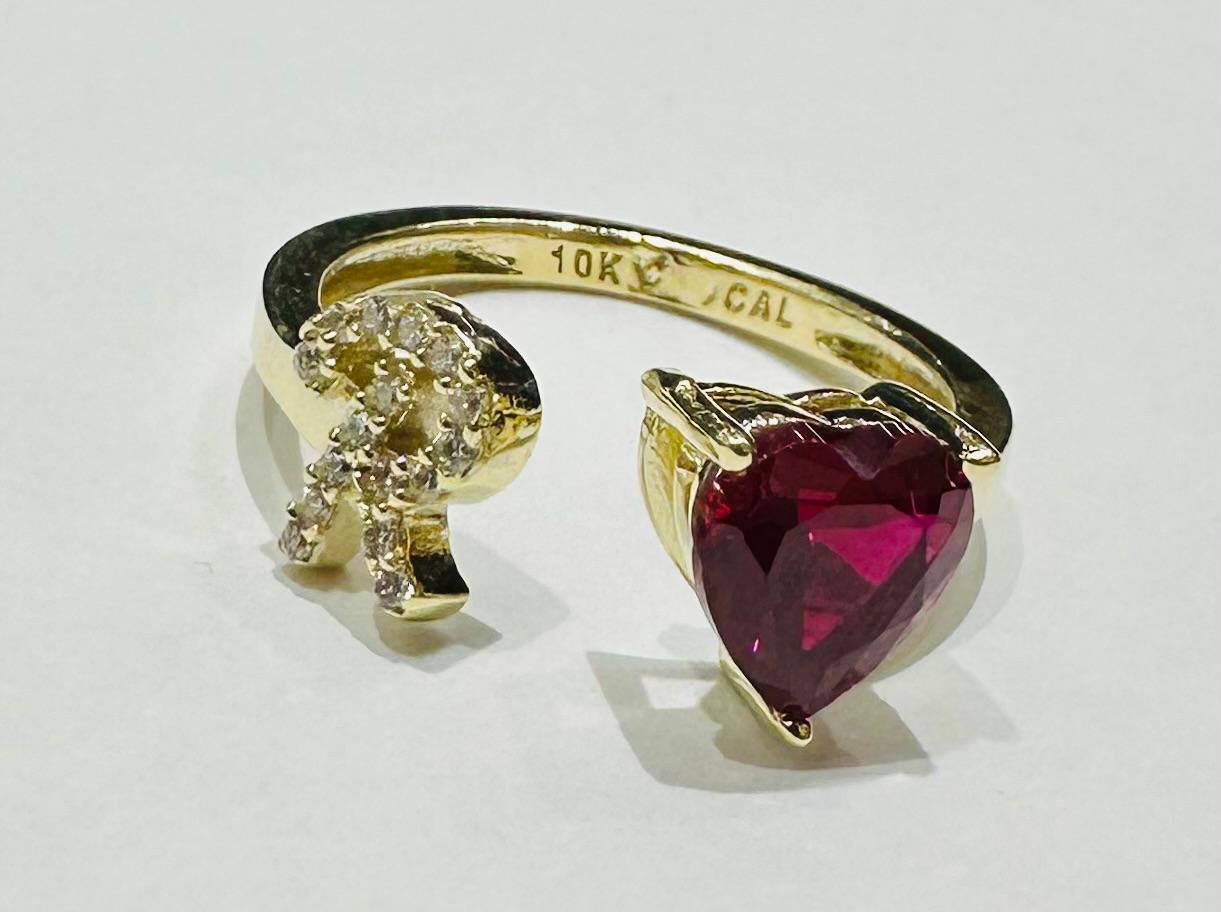 10K GOLD INITIAL LETTER "R" RING WITH CZ STONE