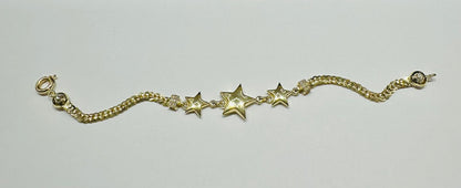 10K GOLD STAR BRACELET 7" - 5.4gm