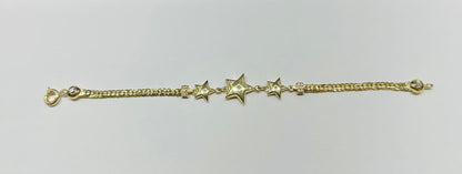 10K GOLD STAR BRACELET 7" - 5.4gm