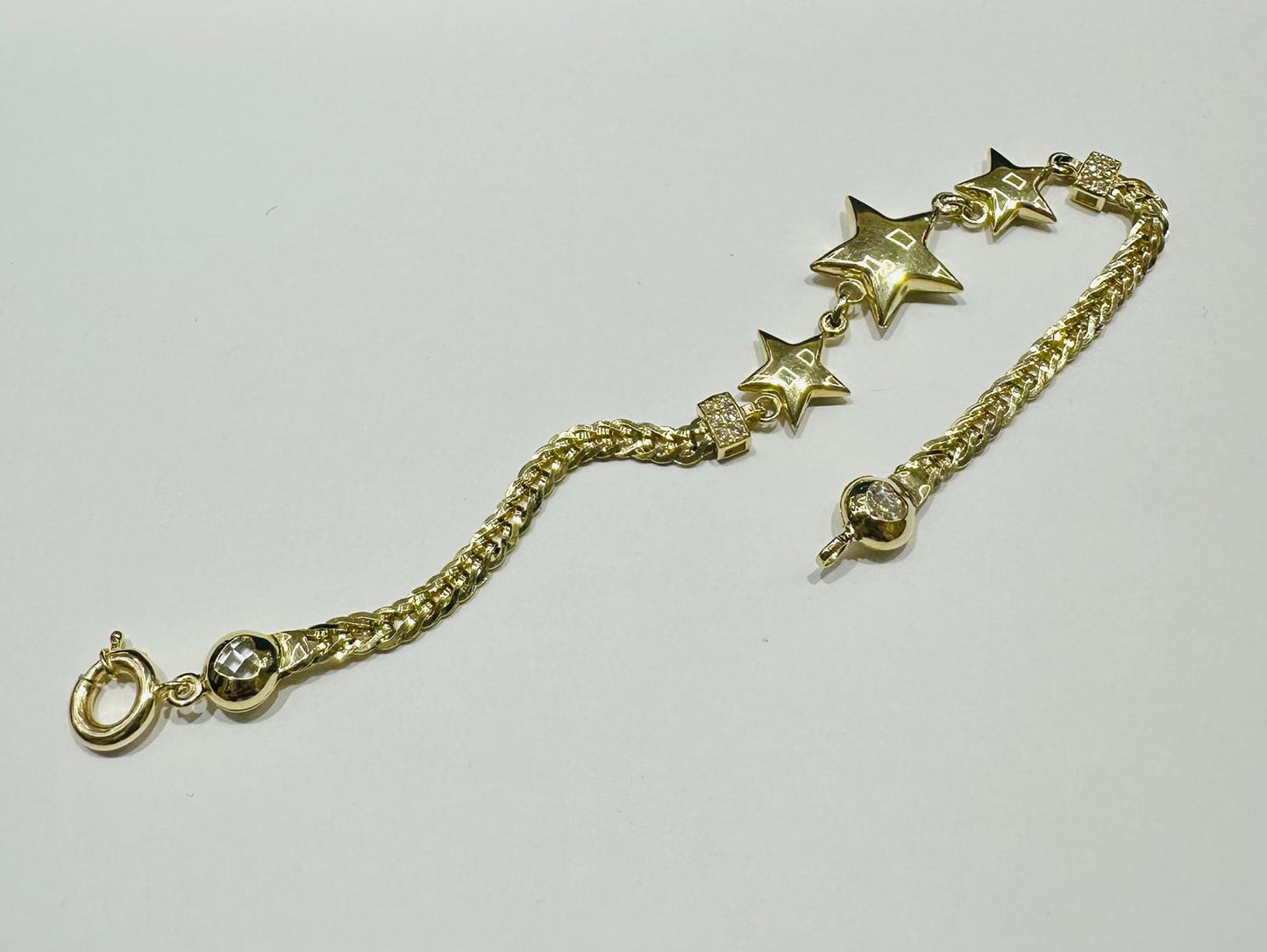 10K GOLD STAR BRACELET 7" - 5.4gm