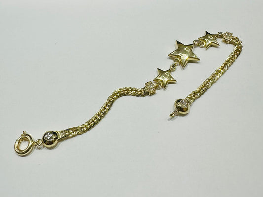 10K GOLD STAR BRACELET 7" - 5.4gm