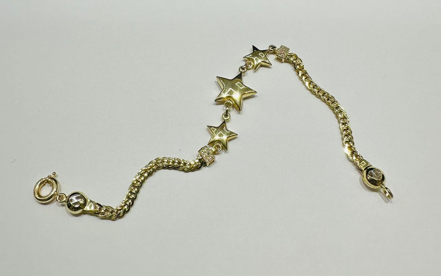 10K GOLD STAR BRACELET 7" - 5.4gm