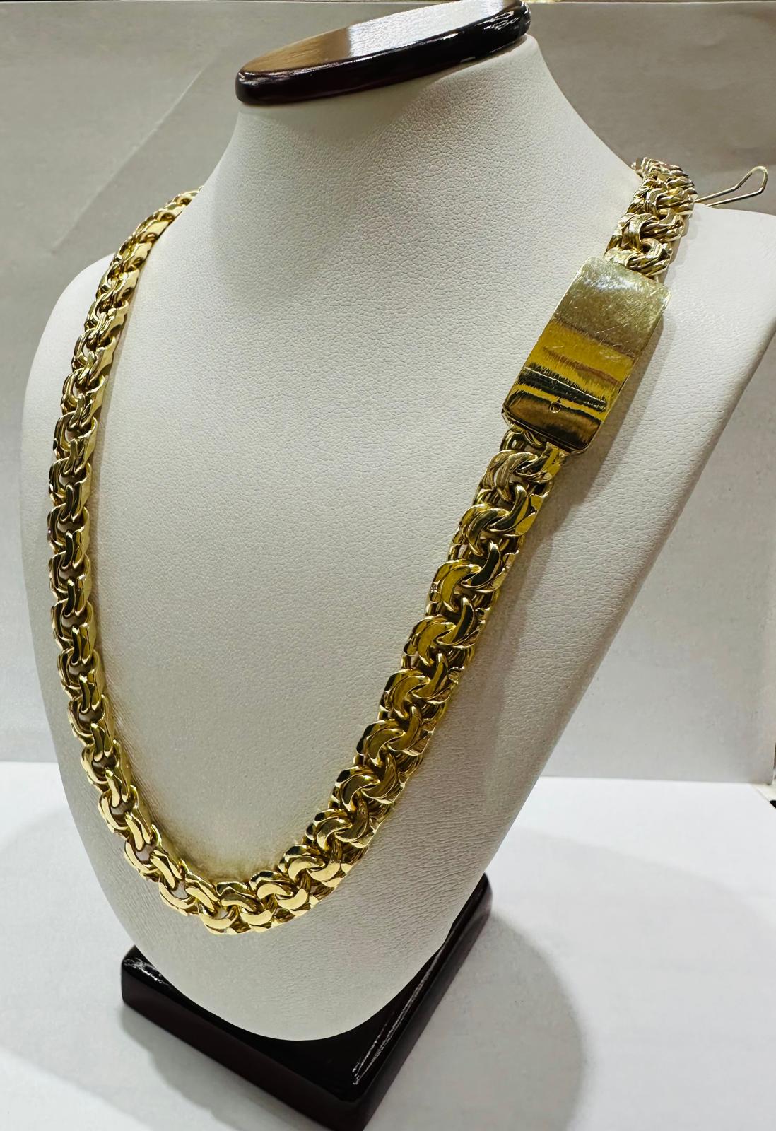 10K GOLD T BONE CHINO LINK CHAIN- 22" - 8.35mm, 91.1gm