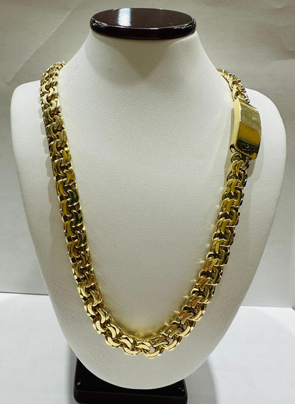 10K GOLD T BONE CHINO LINK CHAIN- 22" - 8.35mm, 91.1gm