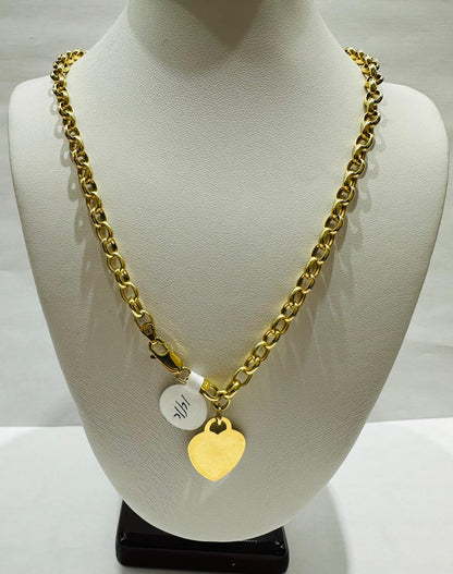 14K GOLD OVAL LINK HEART CHAIN- 16" - 4.65mm, 10.0gm