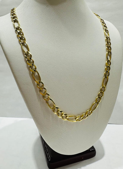 14K GOLD FIGARO LINK CHAIN- 18" - 5.45mm, 15.6gm