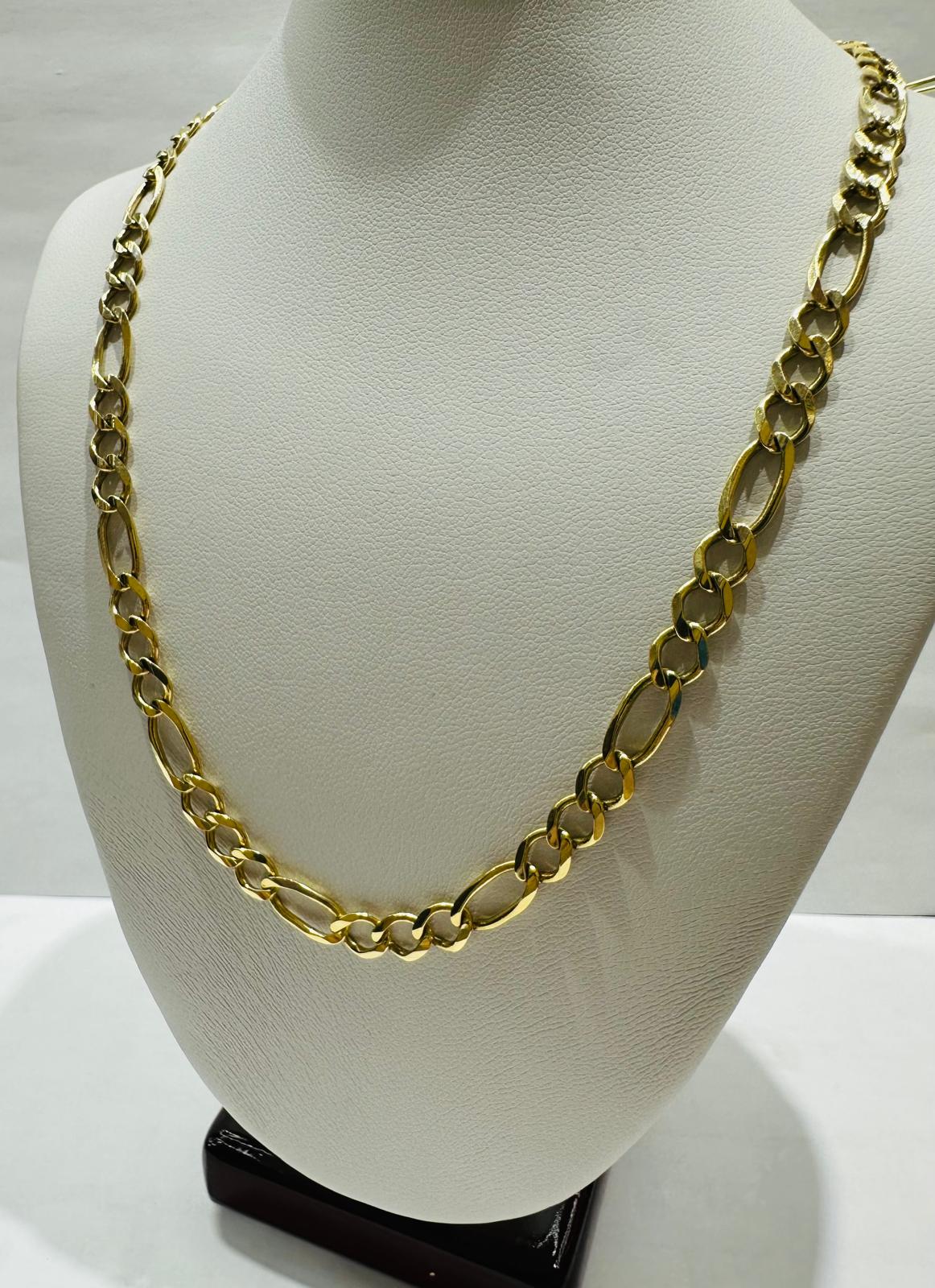 14K GOLD FIGARO LINK CHAIN- 18" - 5.45mm, 15.6gm