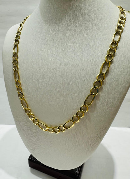 14K GOLD FIGARO LINK CHAIN- 18" - 5.45mm, 15.6gm