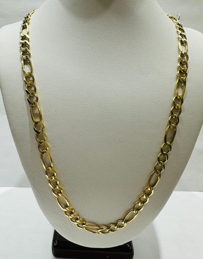 14K GOLD FIGARO LINK CHAIN- 18" - 5.45mm, 15.6gm
