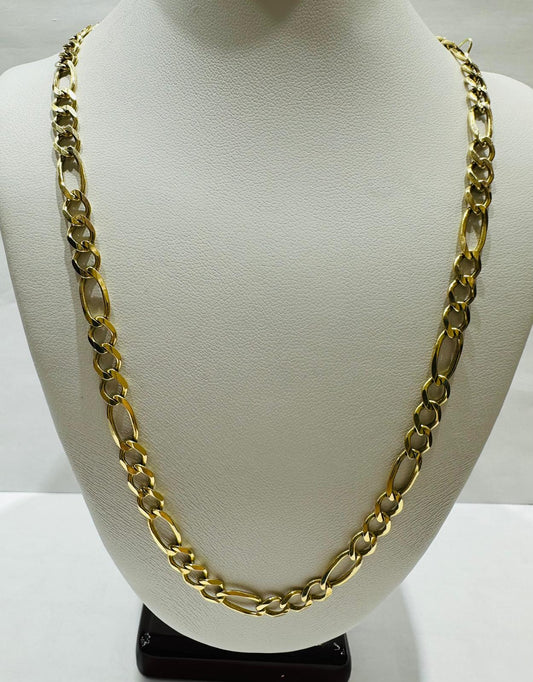 14K GOLD FIGARO LINK CHAIN- 18" - 5.45mm, 15.6gm