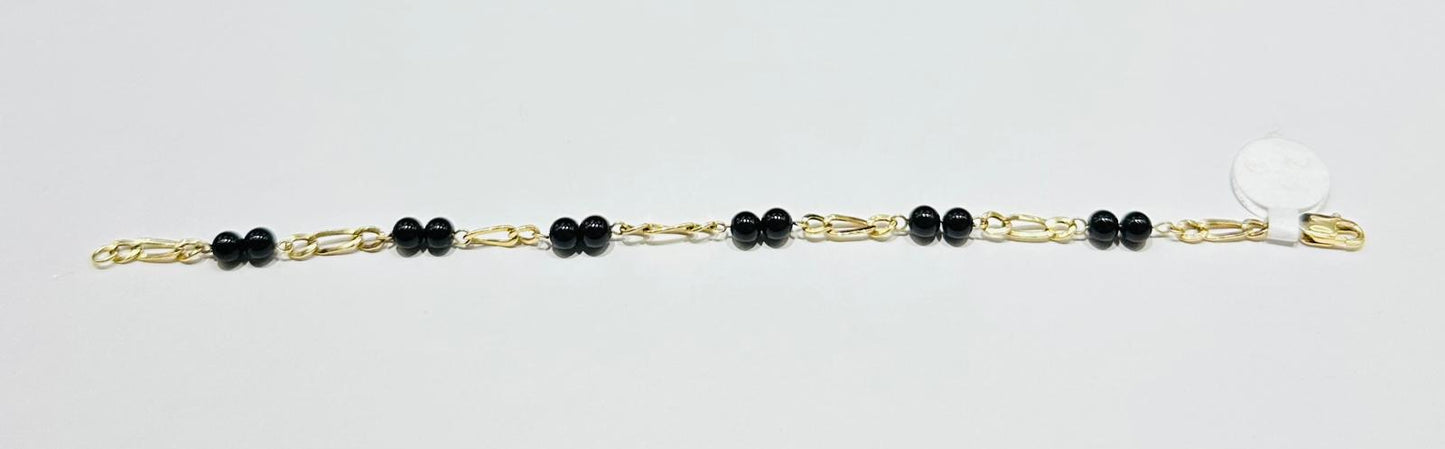 14K GOLD BEADS BRACELET  6.5"   2.6gm