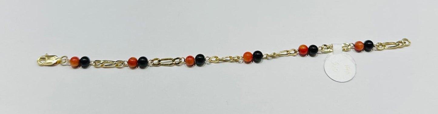 14K GOLD BEADS BRACELET  6.5"  2.6gm