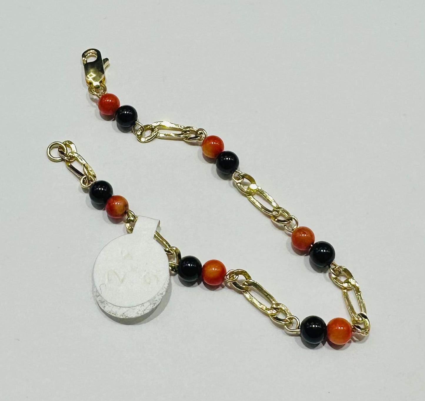 14K GOLD BEADS BRACELET  6.5"  2.6gm