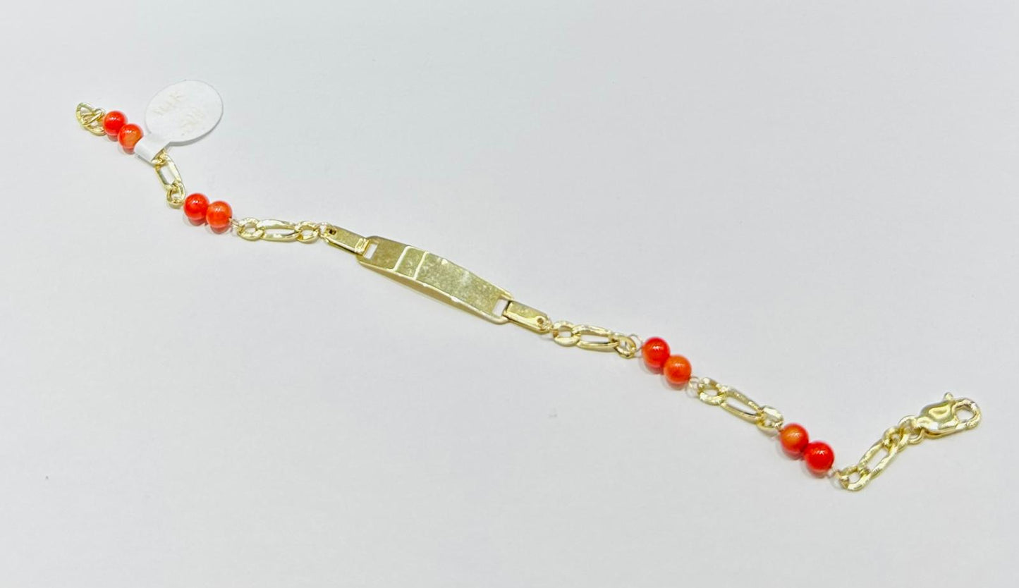 14K GOLD BEADS BRACELET  6.5"  2.6gm