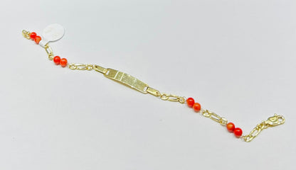 14K GOLD BEADS BRACELET  6.5"  2.6gm